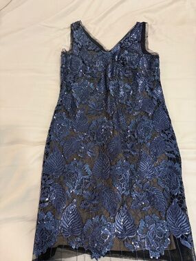 julia jordan Navy Blue Floral Lace Sequin Midi Dress